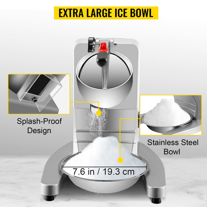 210LBS/H Sharp Blades Ice Shaver Crusher Efficient Double Electric Snow Cone Machine