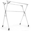 Clothes Drying Rack Stainless Steel Garment Rack Adjustable &amp; Foldable w/ Wheels