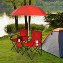 Portable Folding Picnic Double Chair W/Umbrella Table Cooler Beach Camping Red  OP70621RE
