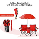 Portable Folding Picnic Double Chair W/Umbrella Table Cooler Beach Camping Red  OP70621RE