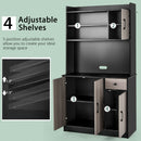 4-Door 71" Kitchen Buffet Pantry Storage Cabinet w/Hutch Adjustable Shelf