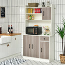 4-Door 71" Kitchen Buffet Pantry Storage Cabinet w/Hutch Adjustable Shelf