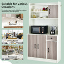 4-Door 71" Kitchen Buffet Pantry Storage Cabinet w/Hutch Adjustable Shelf