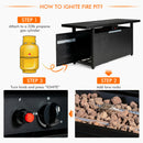 Rectangular Propane Gas Fire Pit 50,000 Btu Heater Outdoor Table