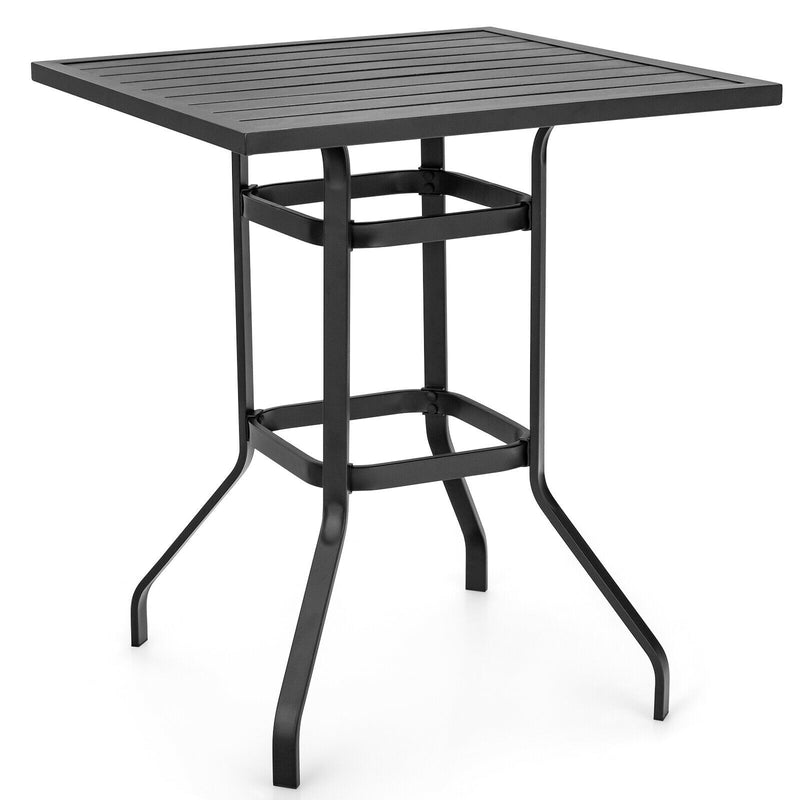 32” Patio Square Bar Table Metal Cafe Bistro Table Garden Deck Black