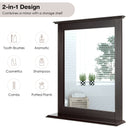 Bathroom Wall-Mounted Mirror W/Shelf Vanity Makeup Mirror Multipurpose