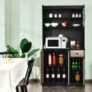 4-Door 71" Kitchen Buffet Pantry Storage Cabinet w/Hutch Adjustable Shelf