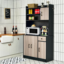 4-Door 71" Kitchen Buffet Pantry Storage Cabinet w/Hutch Adjustable Shelf