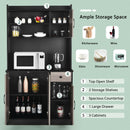 4-Door 71" Kitchen Buffet Pantry Storage Cabinet w/Hutch Adjustable Shelf