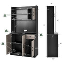4-Door 71" Kitchen Buffet Pantry Storage Cabinet w/Hutch Adjustable Shelf