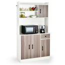 4-Door 71" Kitchen Buffet Pantry Storage Cabinet w/Hutch Adjustable Shelf