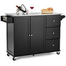 Costway Kitchen Island 2-Door Storage Cabinet Stainless Steel Top w/ Drawers