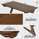 Bamboo Sofa Side Table Z-Shaped Spacious Tabletop Space-Saving TV Snack Tray