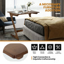 Bamboo Sofa Side Table Z-Shaped Spacious Tabletop Space-Saving TV Snack Tray