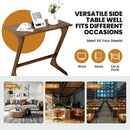 Bamboo Sofa Side Table Z-Shaped Spacious Tabletop Space-Saving TV Snack Tray