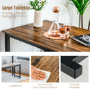 3 PCS Modern Dining Table Bench Set w/ Wooden Tabletop &amp; Metal Frame