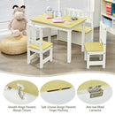 4 PCS Kids Wooden Activity Table &amp; Chairs Set w/Storage Bench Study Desk
