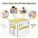 4 PCS Kids Wooden Activity Table &amp; Chairs Set w/Storage Bench Study Desk