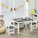 4 PCS Kids Wooden Activity Table &amp; Chairs Set w/Storage Bench Study Desk