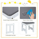 4 PCS Kids Wooden Activity Table &amp; Chairs Set w/Storage Bench Study Desk