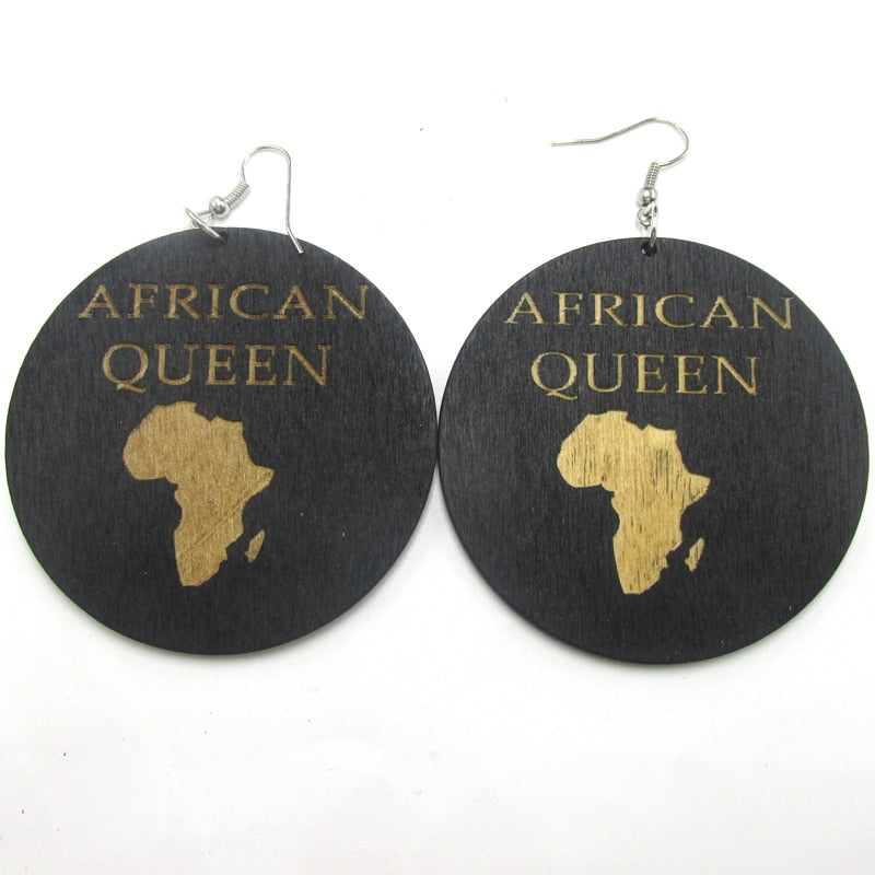 Newest African Queen Wood Earrings
