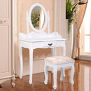 Black White Vanity Wood Makeup Dressing Table Stool Set Modern Dressers for Bedroom With Swivel Mirror and Stool HW52600