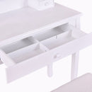 White Makeup Dressing Table Vanity Desk and Stool Set with Square Mirror and 3 Drawers Dresser Vanity Table HW55561BK