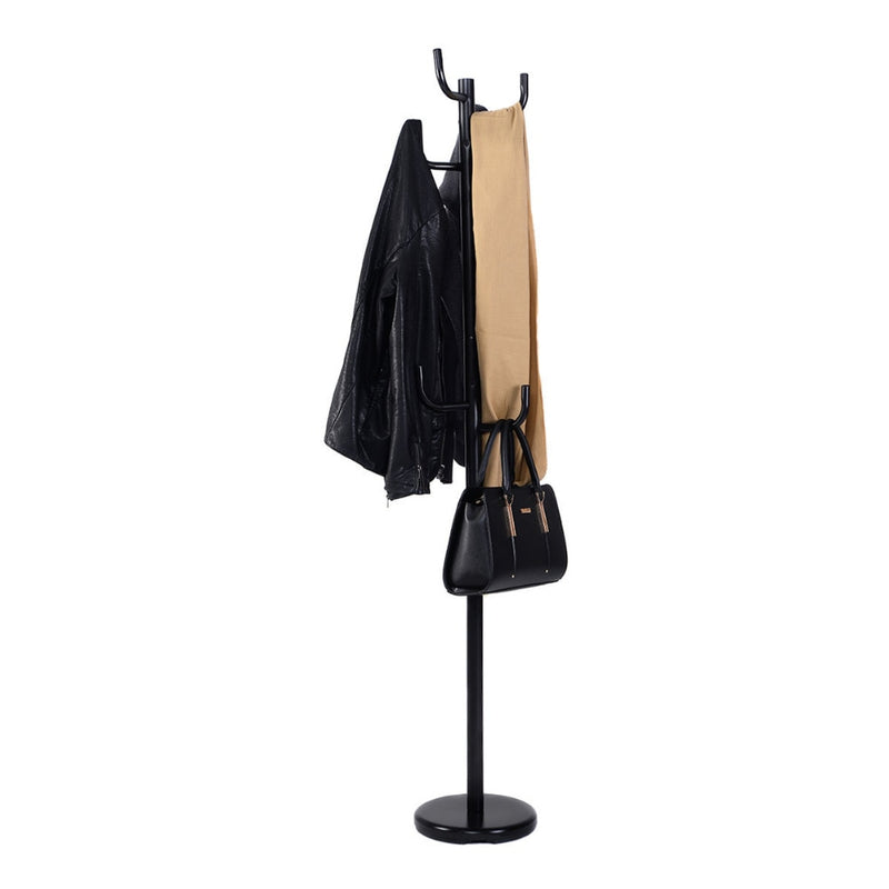 New Metal Coat Rack Hat Stand Tree Hanger Hall Umbrella Holder Hooks Black