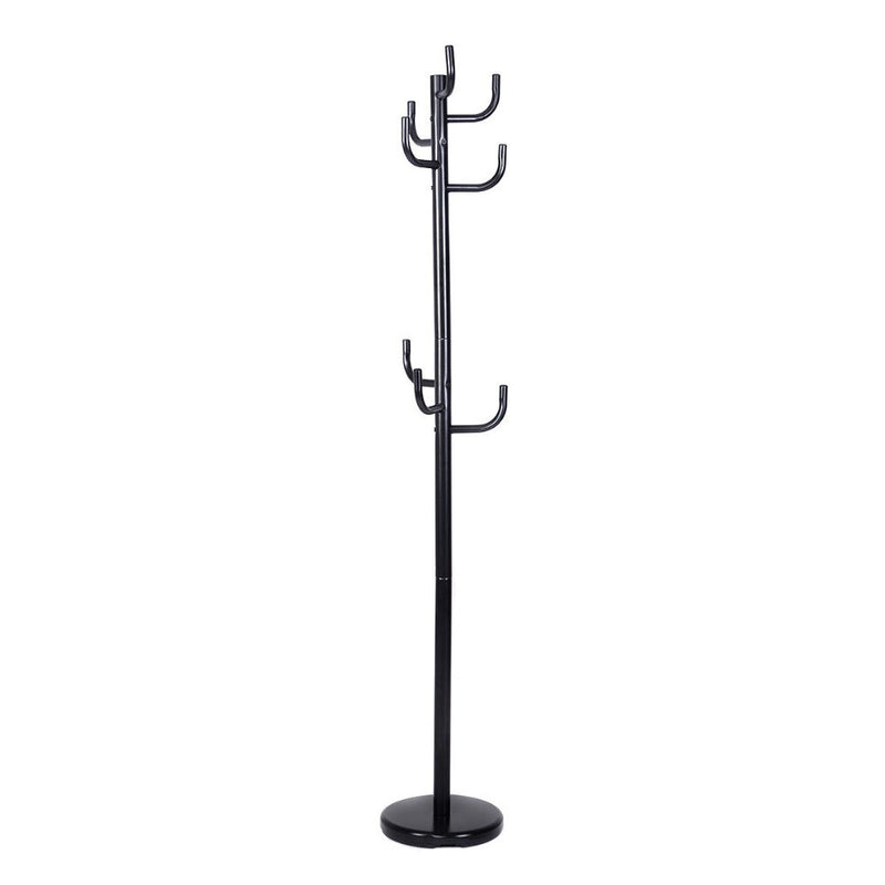 New Metal Coat Rack Hat Stand Tree Hanger Hall Umbrella Holder Hooks Black