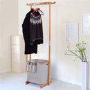 Bamboo Clothes Drying Rack Portable Laundry Hamper Garment Hanger Storage Clothing Organizer HW56584