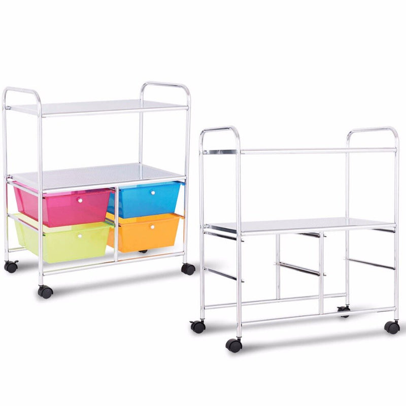 Giantex  4 Multifunctional Drawers Rolling Storage Cart Rack Shelves Shelf Home Office