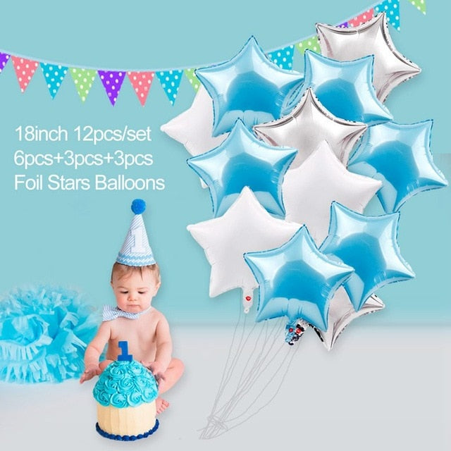 First Birthday Boy Party Decor Foil Balloons Party Decorations