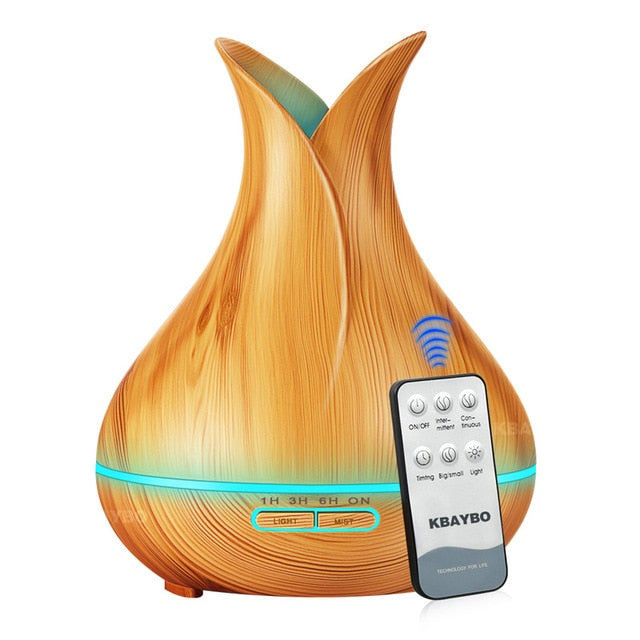 KBAYBO 400ml Aroma Essential Oil Diffuser Ultrasonic Air Humidifier w/Wood Grain