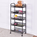 5 Tier Mesh Rolling File Utility Cart Home Portable Trolley Organizer Office Kitchen Storage Basket HW54963BK