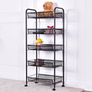 5 Tier Mesh Rolling File Utility Cart Home Portable Trolley Organizer Office Kitchen Storage Basket HW54963BK