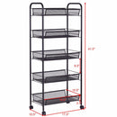 5 Tier Mesh Rolling File Utility Cart Home Portable Trolley Organizer Office Kitchen Storage Basket HW54963BK