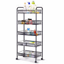5 Tier Mesh Rolling File Utility Cart Home Portable Trolley Organizer Office Kitchen Storage Basket HW54963BK