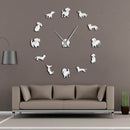 DIY Wall Art Pet Frameless Giant Wall Clock With Mirror