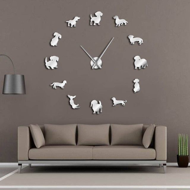 DIY Wall Art Pet Frameless Giant Wall Clock With Mirror