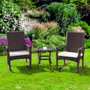3 PCS Rattan Wicker Patio Furniture Set Coffee Table Rocking Chair Cushioned New Garden Set HW54922