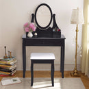 Vanity Wooden Makeup Dressing Table Stool Set Bathroom Mirror+3 Drawer Home Furniture HW55560