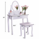 Vanity Wooden Makeup Dressing Table Stool Set Bathroom Mirror+3 Drawer Home Furniture HW55560