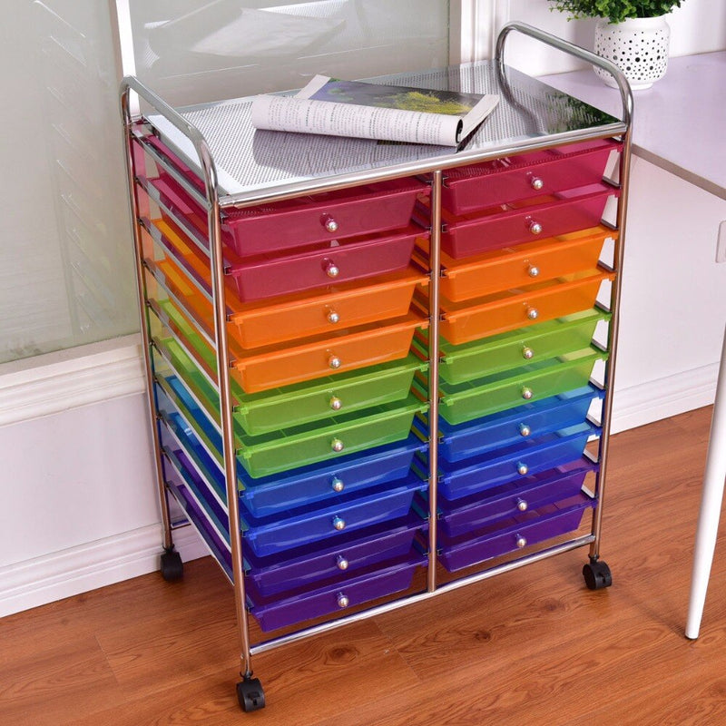20 Drawers Rolling Cart Storage Scrapbook Paper Studio Organizer Mutli Color Home Furniture HW56501