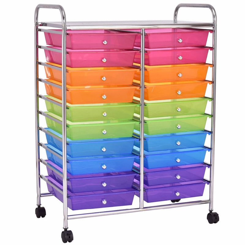 20 Drawers Rolling Cart Storage Scrapbook Paper Studio Organizer Mutli Color Home Furniture HW56501