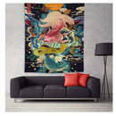 Japan Kanagawa Waves Printed Hanging Tapestry