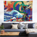 Japan Kanagawa Waves Printed Hanging Tapestry