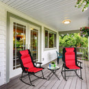 3 PCS Outdoor Folding Rocking Chair Table Set Bistro Sets Patio Furniture Red Outdoor Furniture OP3638