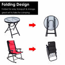 3 PCS Outdoor Folding Rocking Chair Table Set Bistro Sets Patio Furniture Red Outdoor Furniture OP3638