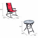 3 PCS Outdoor Folding Rocking Chair Table Set Bistro Sets Patio Furniture Red Outdoor Furniture OP3638
