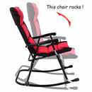 3 PCS Outdoor Folding Rocking Chair Table Set Bistro Sets Patio Furniture Red Outdoor Furniture OP3638